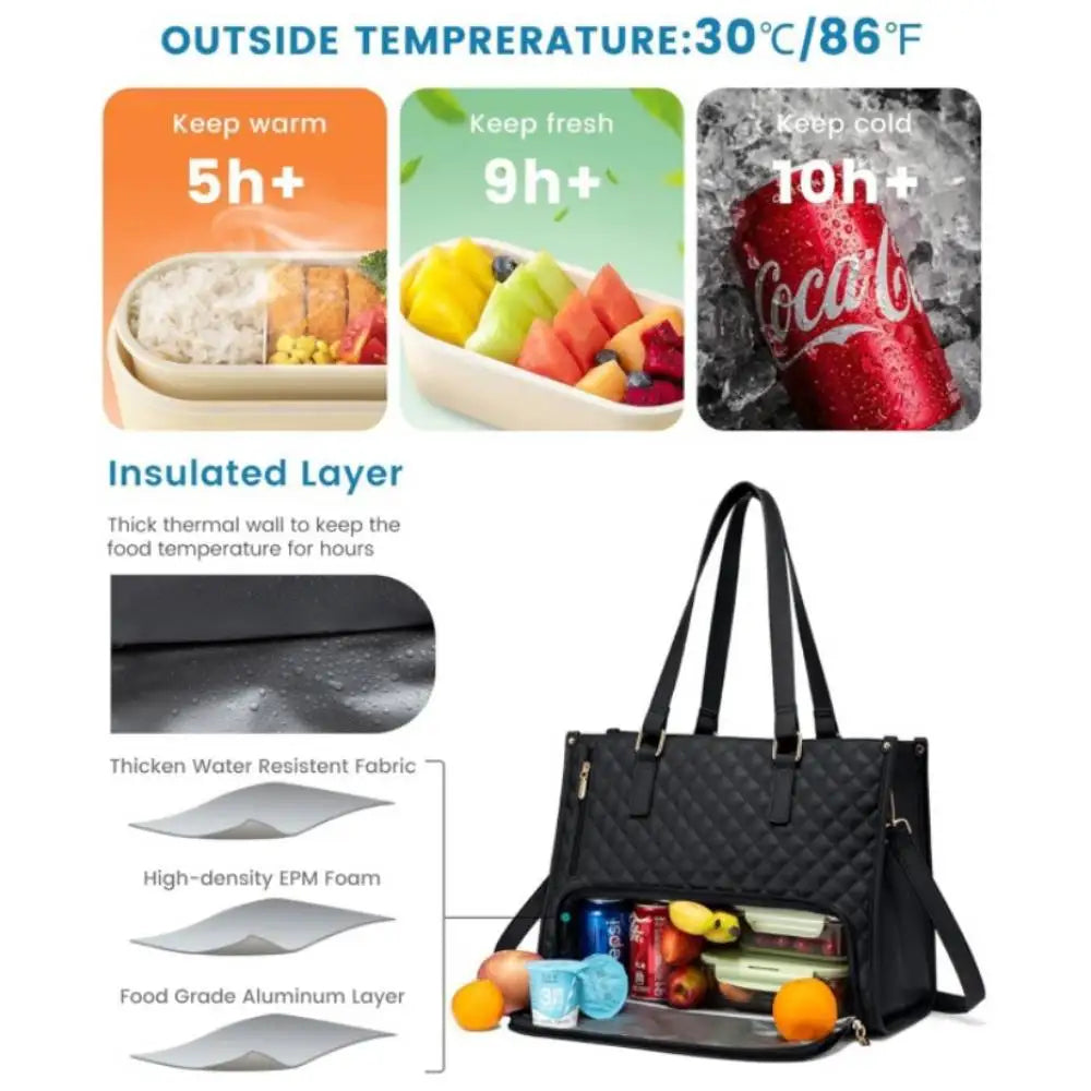 Women's Insulated Lunch Tote Bag – Leakproof, Large Capacity, Stylish Work & Travel Cooler