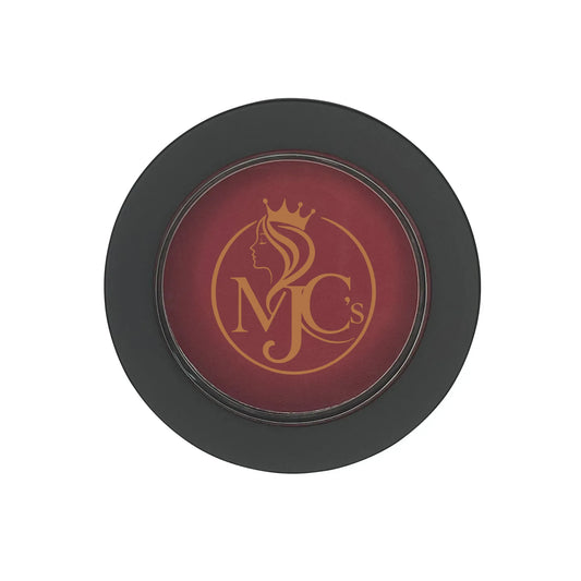 MJC’S Premium Single Pan Blush in Raspberry, closed compact
