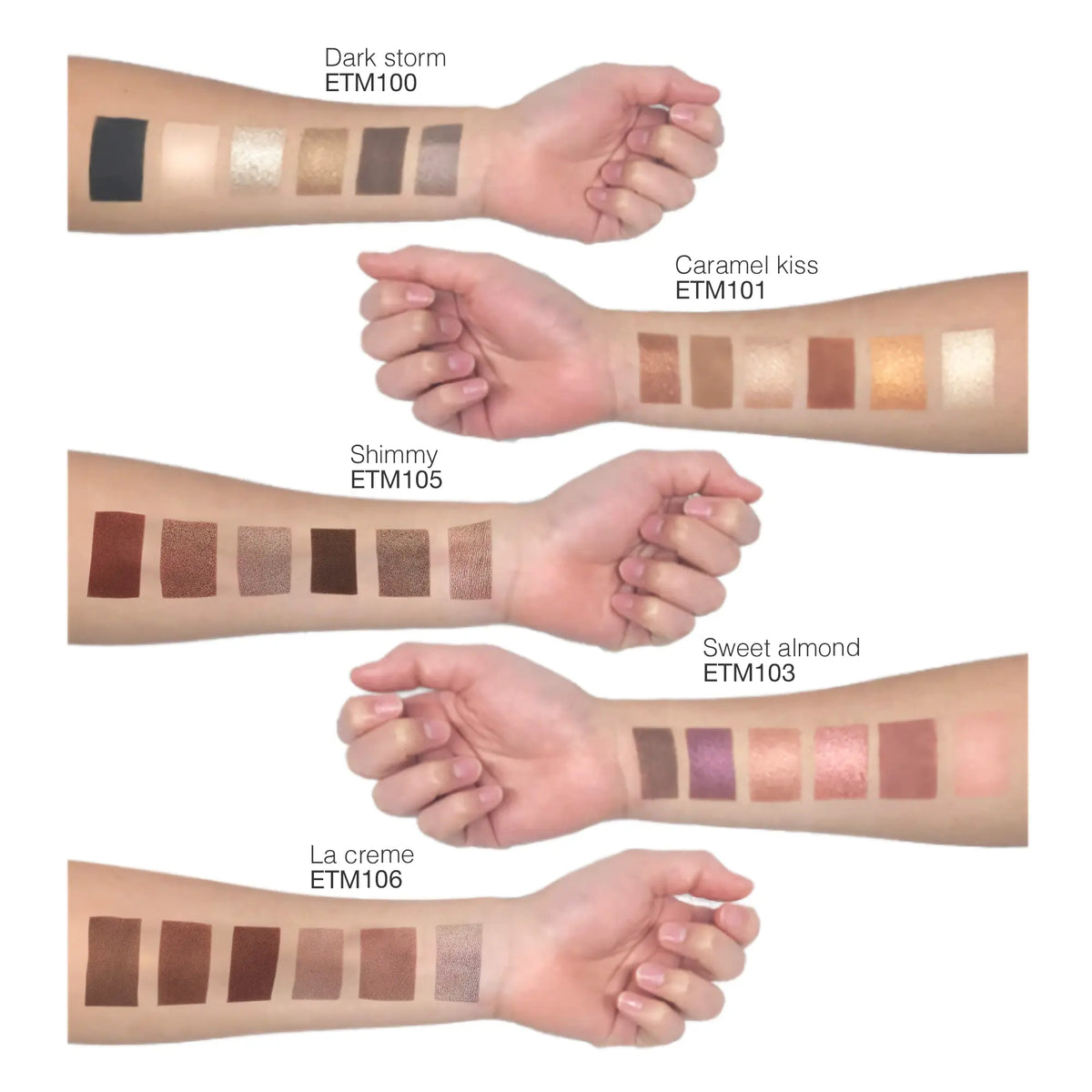 MJC’S Dark Storm Eyeshadow Palette, arm swatch