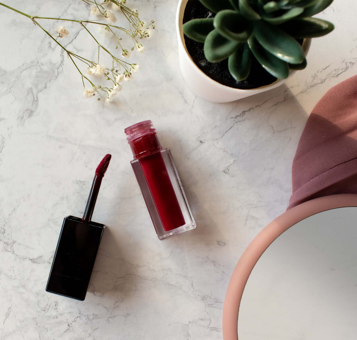 MJC'S Blackberry Wine lip stain lifestyle makeup look