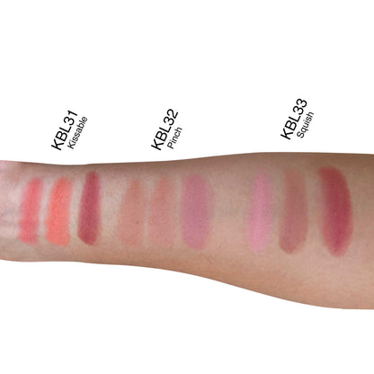 Swatches of the MJC’S Squish neutral-cool blush trio