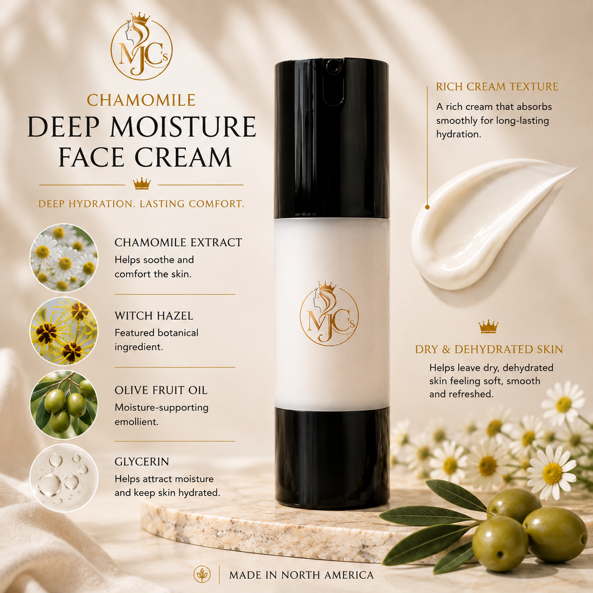 MJC’S Chamomile Deep Moisture Face Cream for dry and dehydrated skin